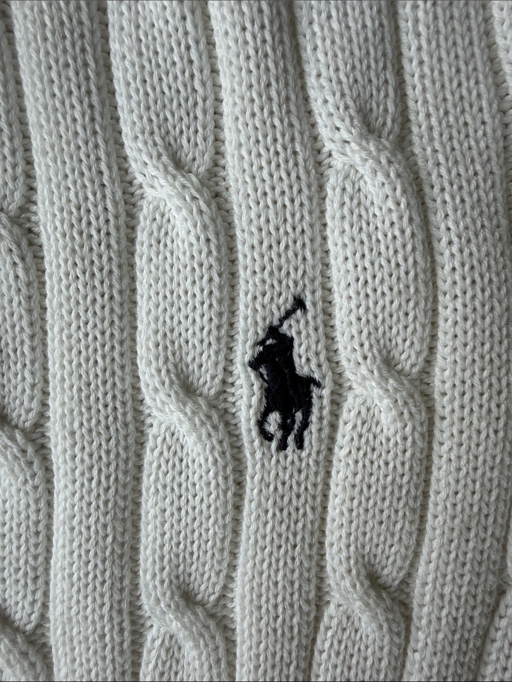 Ralph Lauren Off White Cable Knit Short-Sleeve Cardigan Sz M - Picture 3 of 12